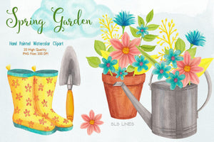 Spring Garden & Boots Watercolor Set