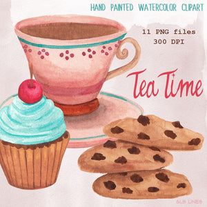 Tea Time & Cookies Watercolor Set - slslines
