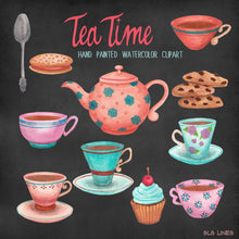 Load image into Gallery viewer, Tea Time &amp; Cookies Watercolor Set - slslines