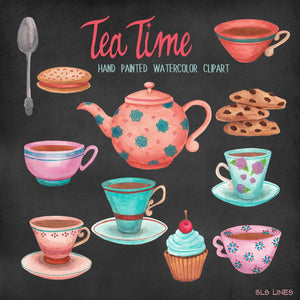 Tea Time & Cookies Watercolor Set - slslines