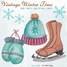 Load image into Gallery viewer, Vintage Winter Sports Watercolor Set - slslines