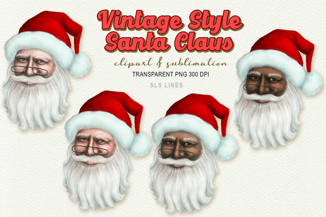 Santa Claus Illustration | Vintage Style Santa Clipart PNG