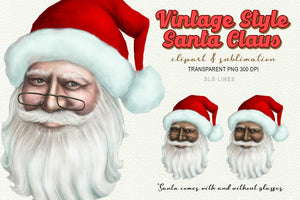Santa Claus Illustration | Vintage Style Santa Clipart PNG