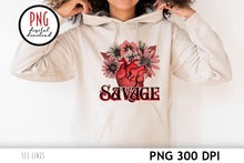 Load image into Gallery viewer, Savage PNG - Anatomical Heart &amp; Flowers Sublimation
