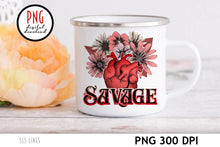 Load image into Gallery viewer, Savage PNG - Anatomical Heart &amp; Flowers Sublimation