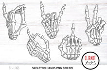 Load image into Gallery viewer, Skeleton Hands Clipart - Bony Hand Illustrations