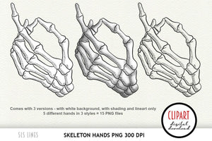 Skeleton Hands Clipart - Bony Hand Illustrations