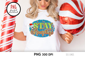 Stay Naughty - Christmas Skull Sublimation PNG