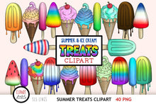 Load image into Gallery viewer, Ice Cream Treats Clipart - Summer Food PNGs - SLS Lines