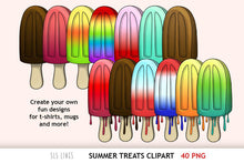 Load image into Gallery viewer, Popsicle &amp; Ice Cream Treats Clipart - Summer Food PNGs - SLS Lines
