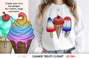 Popsicle & Ice Cream Treats Clipart - Summer Food PNGs