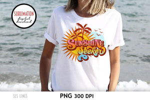 Summer Sublimation - Sunshine Seeker with Palm Trees PNG