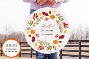 Thanksgiving SVG Bundle of Autumn Wreath Cut Files