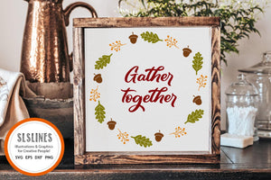 Thanksgiving SVG Bundle of Autumn Wreath Cut Files