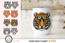 Load image into Gallery viewer, Tiger Clipart | Tiger Portraits &amp; Lineart PNG