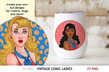 Load image into Gallery viewer, Vintage Women Clipart - Comic Popart Ladies PNGs