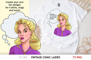 Vintage Women Clipart - Comic Popart Ladies PNGs