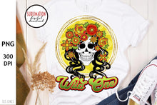 Load image into Gallery viewer, Flower Skull T-shirt Design