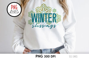 Winter Blessings Snowflakes - Christmas Sublimation PNG