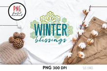 Load image into Gallery viewer, Winter Blessings Snowflakes - Christmas Sublimation PNG