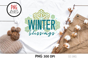 Winter Blessings Snowflakes - Christmas Sublimation PNG