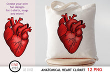 Load image into Gallery viewer, Anatomical Hearts Clipart - Dark Valentine Heart PNGs - SLSLines