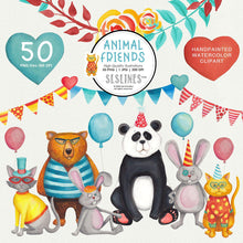 Load image into Gallery viewer, Animal Friends Party &amp; Celebration Clipart - SLSLines