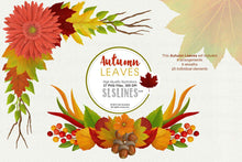 Load image into Gallery viewer, Autumn Leaves Fall Foliage Watercolor Clipart - SLSLines