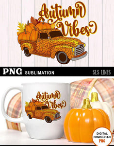 Autumn Sublimation Design - Vintage Truck Autumn Vibes - SLSLines