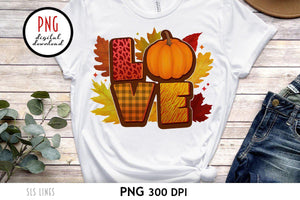Autumn Sublimation - Fall LOVE Pumpkin Design PNG - SLSLines