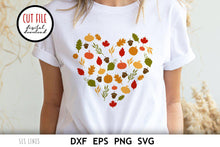 Load image into Gallery viewer, Autumn SVG | Acorn &amp; Leaf Heart Cut File - SLSLines