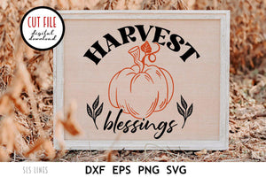 Autumn SVG | Harvest Blessings Fall Cut File - SLSLines