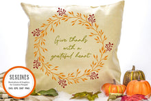 Load image into Gallery viewer, Autumn Wreath SVG - Give Thanks with a Grateful Heart Cut File - SLSLines