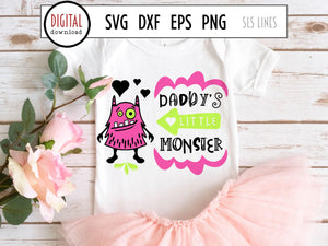 Baby & Toddler Designs SVG - Daddy's Little Monster PNG - SLSLines