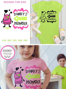 Baby & Toddler Designs SVG - Daddy's Little Monster PNG - SLSLines