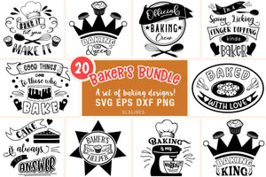 Baking SVG Bundle - 20 Cut File Designs for Baking - SLSLines