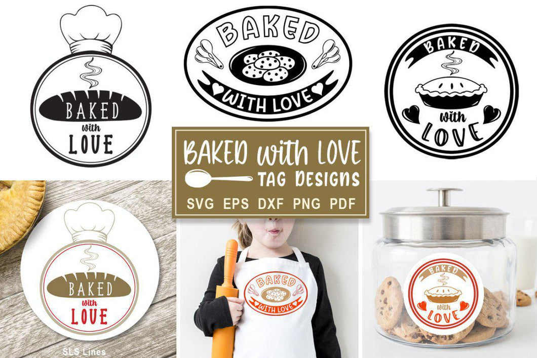 Baking SVG Set - Baked with Love Cut Files - SLSLines