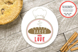 Baking SVG Set - Baked with Love Cut Files - SLSLines