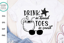 Load image into Gallery viewer, Beach Drinks SVG - Drink in Hand Toes in Sand Cut File - SLSLines