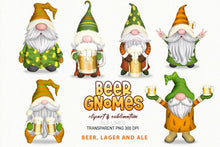 Load image into Gallery viewer, Beer Gnome Clipart - Autumn Beer Drinking Gnomes PNG - SLSLines