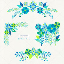 Load image into Gallery viewer, Blue Garden Floral Watercolor Clipart - SLSLines
