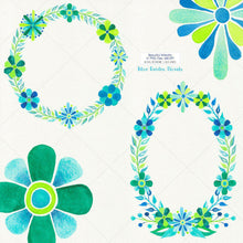 Load image into Gallery viewer, Blue Garden Floral Watercolor Clipart - SLSLines