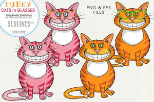 Cats in Funky Glasses Graphics EPS PNG - SLSLines