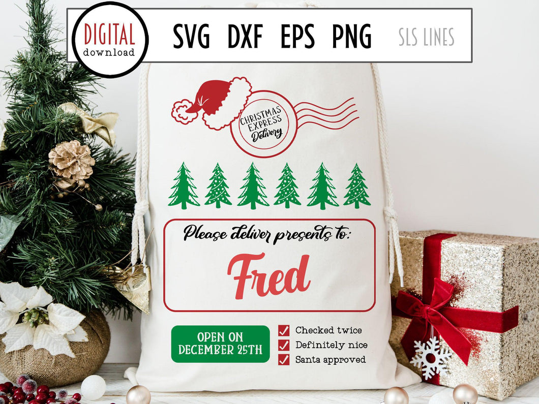 Santa Sack Cut File - Christmas Express Present Bag