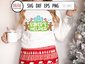 Christmas Baking SVG - Baker's Helper Cutting File - SLSLines