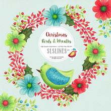 Load image into Gallery viewer, Christmas Birds &amp; Wreaths Watercolor Clipart - SLSLines