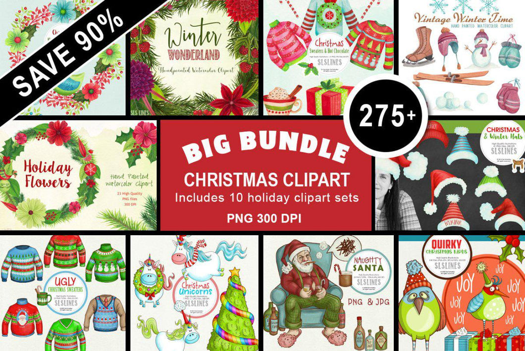Christmas Clipart Bundle - 10 Sets in 1 - SLSLines