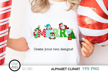 Load image into Gallery viewer, Christmas Doodle Alphabet - Christmas Gnomes Clipart PNG - SLSLines