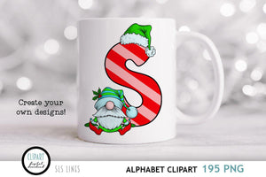 Christmas Doodle Alphabet - Christmas Gnomes Clipart PNG - SLSLines
