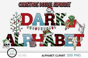 Christmas Doodle Alphabet - Creepy Christmas Clipart - SLSLines
